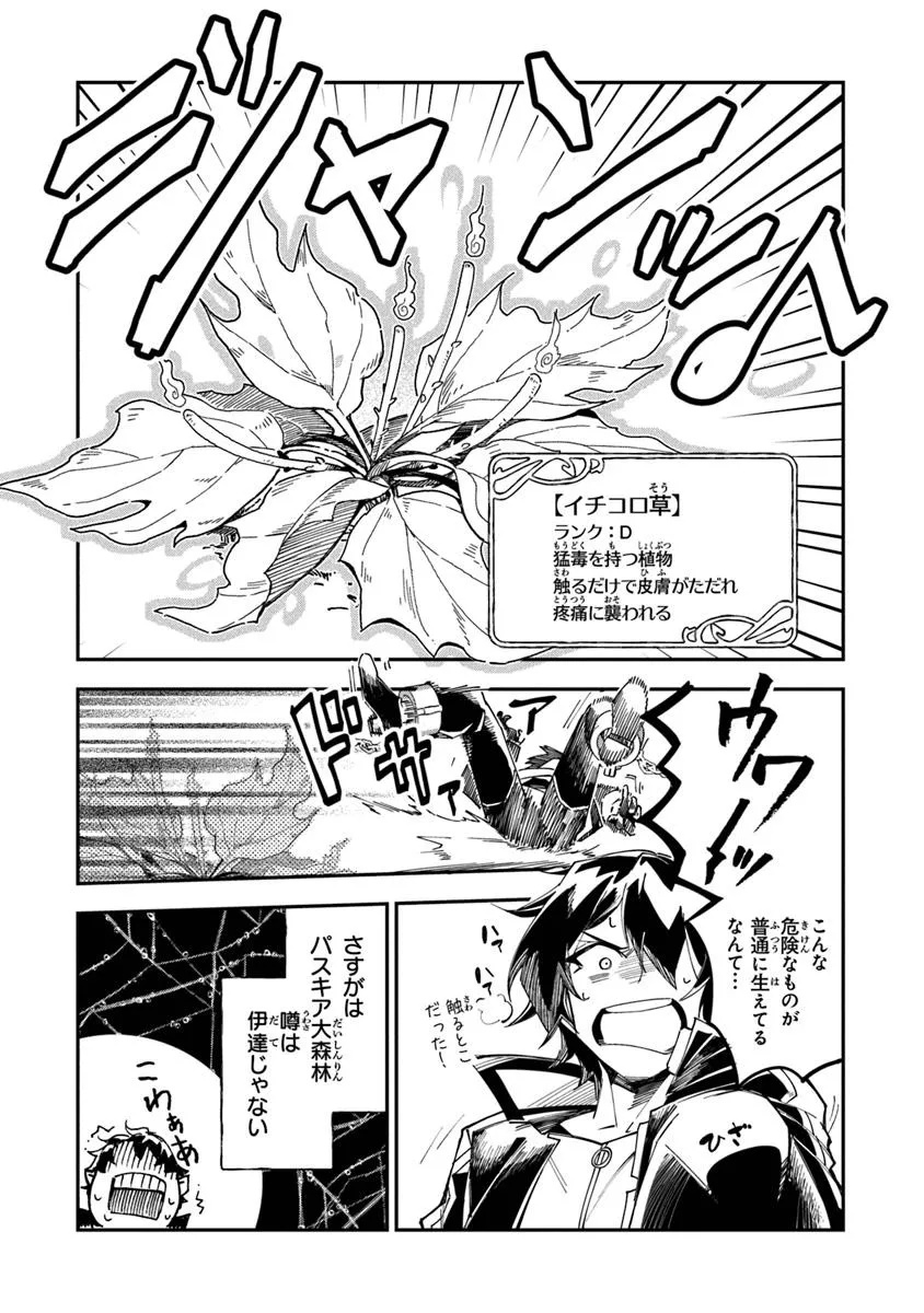 王家から追放された俺、魔物はびこる森で超速レベルアップします ～最弱スキルと馬鹿にされた『鑑定』の正体は、全てを見通す『神の目』でした～ 第1.2話 - Page 11